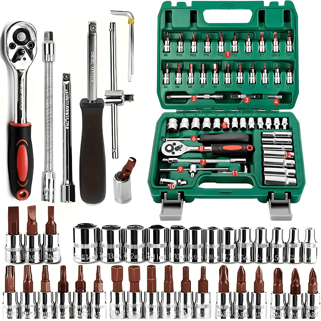 Ratchet Wrench Set with Sockets. 53 Pieces.
