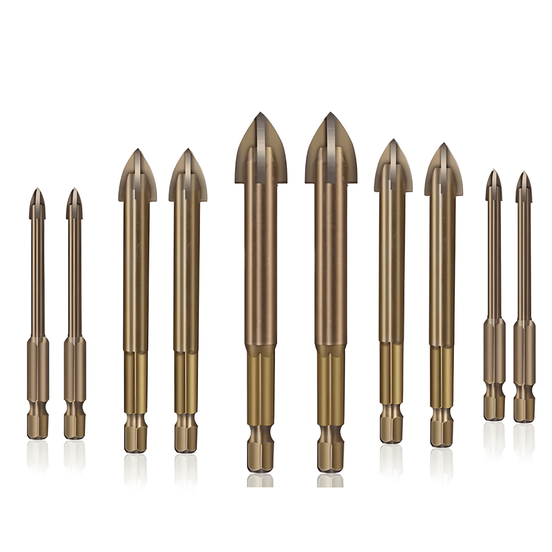 DRILL BIT SET FOR DRILLING CERAMIC TILES, WALLS, AND METAL. 10 PIECES.